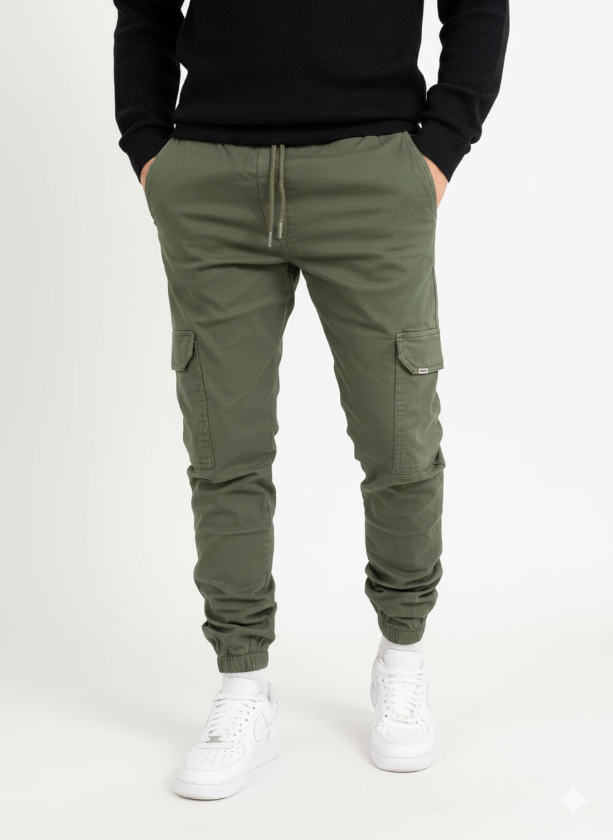 Mariano Men's Cargo Pants – Slim Fit Elastic Waist Urban Casual Trousers