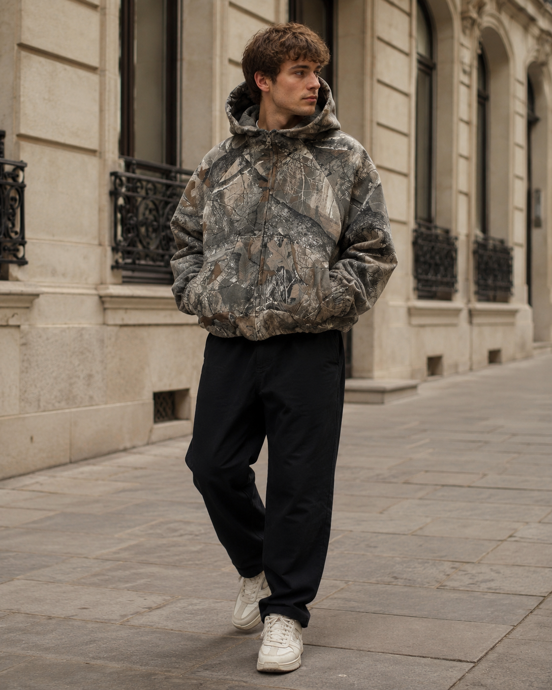 Marlon Men's Camo Hoodie – Adjustable Hood Kangaroo Pocket Casual Sweatshirt