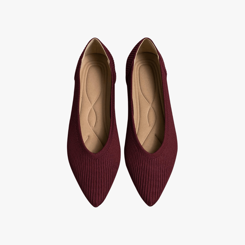 Faye Women's Knit Ballet Flats – Pointed Toe Slip-On Shoes with Cushioned Insole