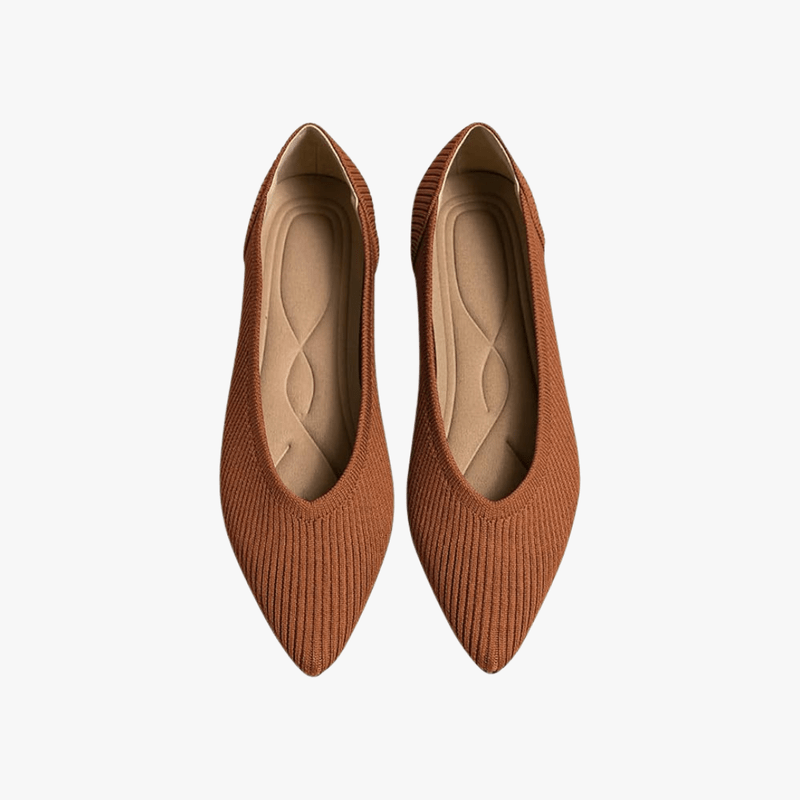 Faye Women's Knit Ballet Flats – Pointed Toe Slip-On Shoes with Cushioned Insole