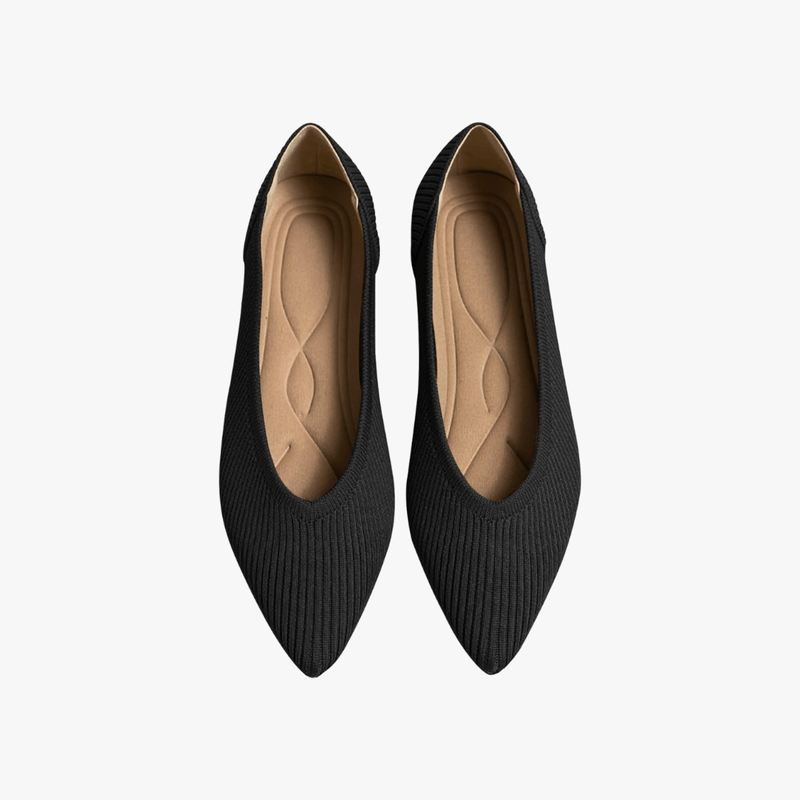 Faye Women's Knit Ballet Flats – Pointed Toe Slip-On Shoes with Cushioned Insole