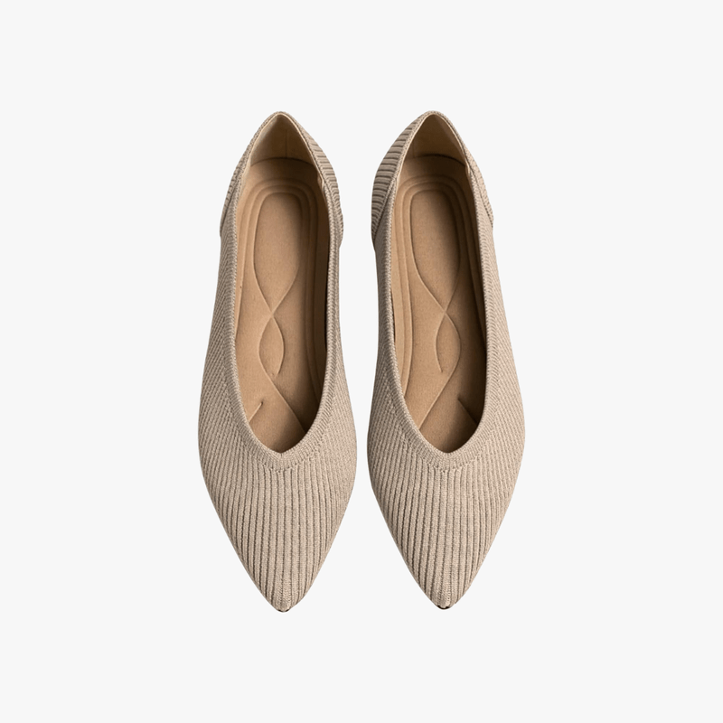 Faye Women's Knit Ballet Flats – Pointed Toe Slip-On Shoes with Cushioned Insole