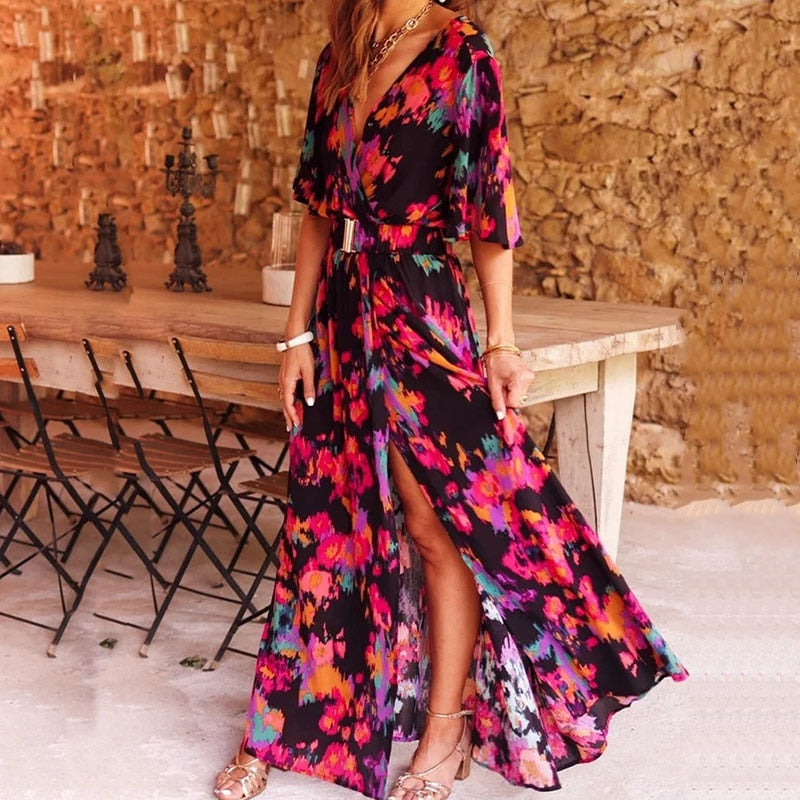 Ronja Women’s Wrap Maxi Dress – Lightweight Elegant Spring & Summer Evening Dress