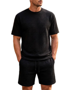 Dylan Men’s Jacquard 2-Piece Tracksuit Set – Summer Short Sleeve Tee & Shorts Set
