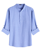 Calvin Men’s Henley Shirt – Long Sleeve Cotton Linen Casual Summer Shirt