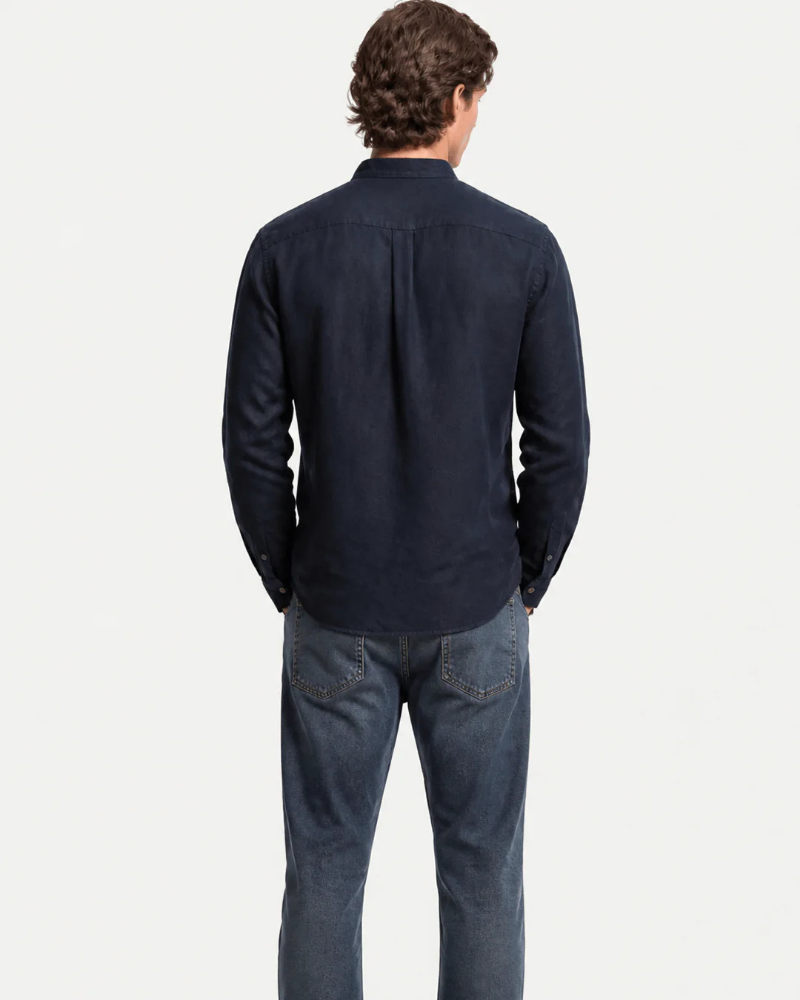 Ethan Men’s Linen Shirt – Casual Band Collar Summer Shirt