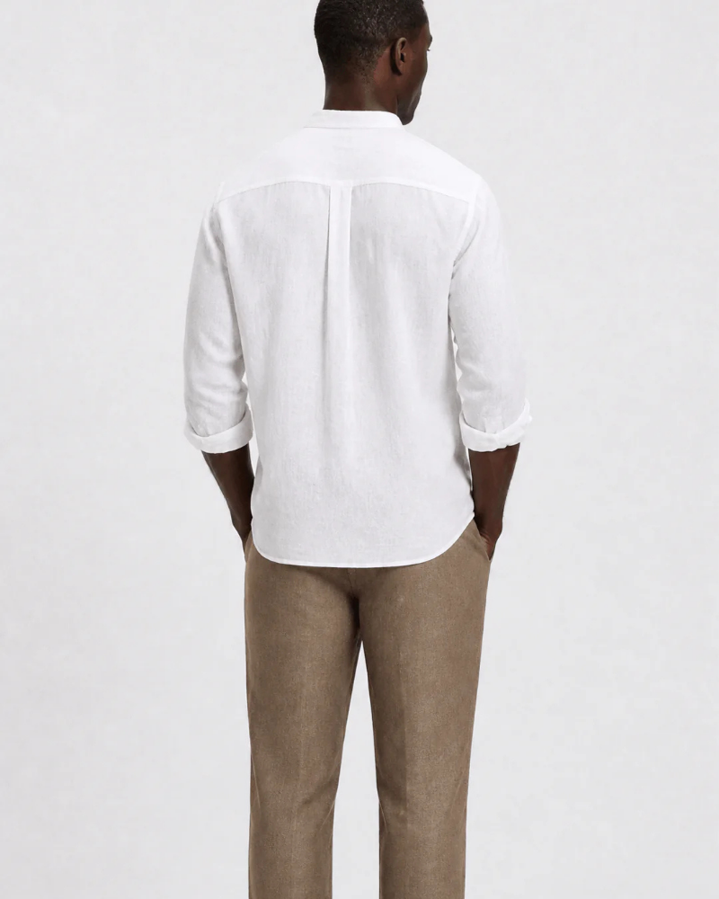 Ethan Men’s Linen Shirt – Casual Band Collar Summer Shirt