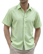 Mason Men’s Linen Shirt – Short Sleeve Hidden Button Casual Beach Shirt