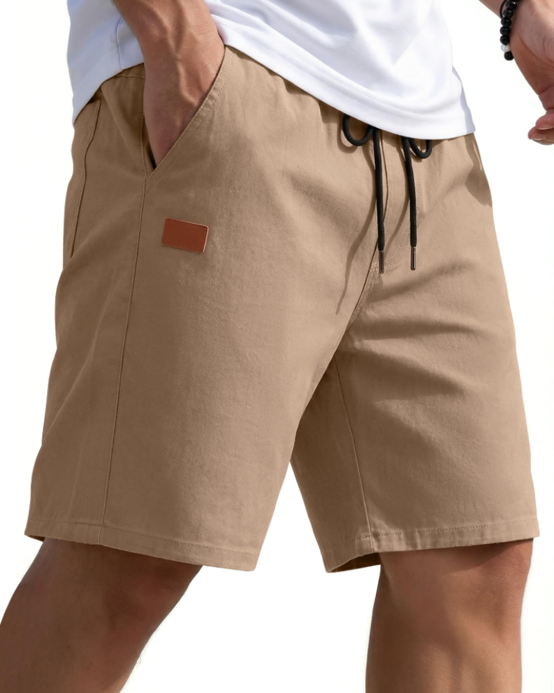 Lucas Men's Chino Shorts – 9-Inch Drawstring Shorts with Pockets for Summer Wear