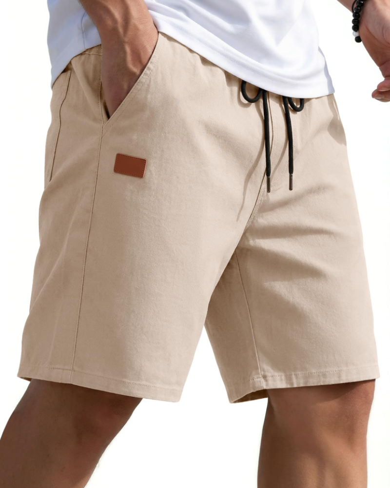 Lucas Men's Chino Shorts – 9-Inch Drawstring Shorts with Pockets for Summer Wear
