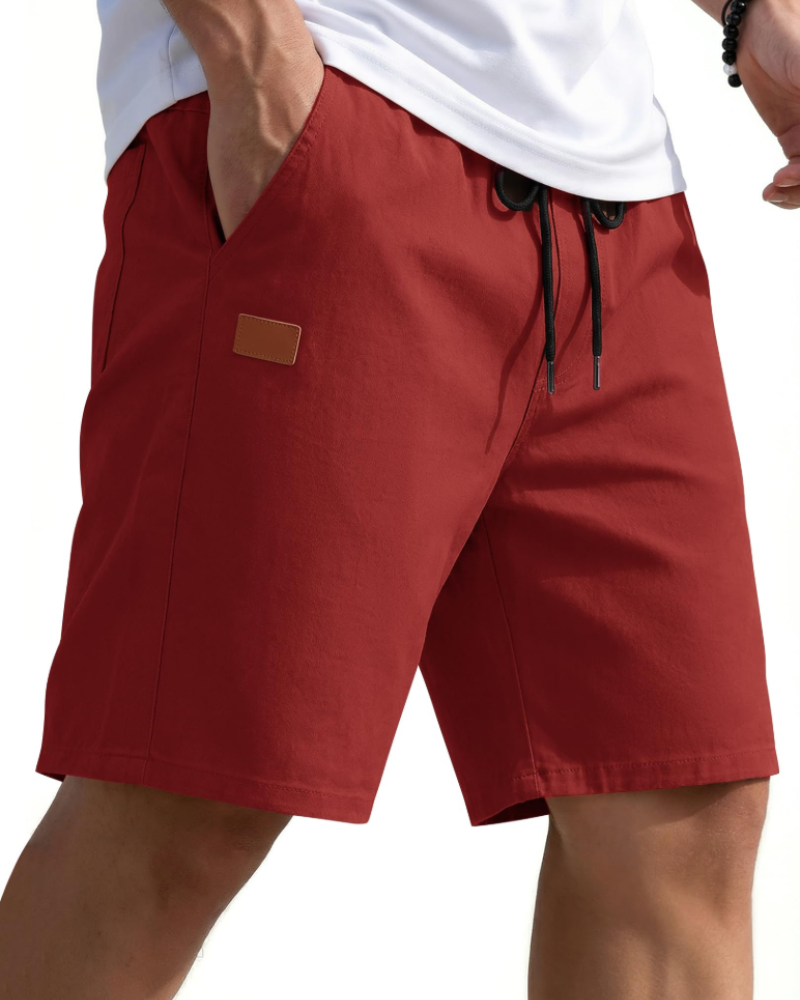 Lucas Men's Chino Shorts – 9-Inch Drawstring Shorts with Pockets for Summer Wear
