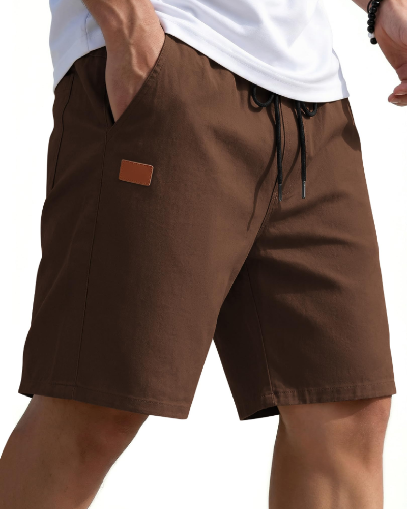Lucas Men's Chino Shorts – 9-Inch Drawstring Shorts with Pockets for Summer Wear