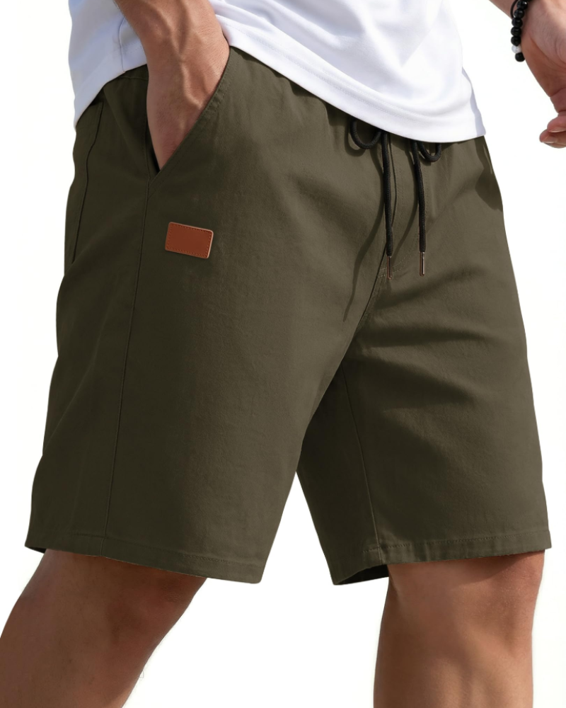 Lucas Men's Chino Shorts – 9-Inch Drawstring Shorts with Pockets for Summer Wear