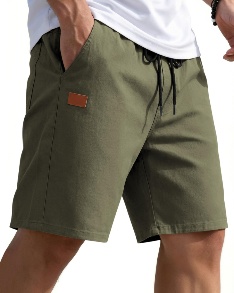Lucas Men's Chino Shorts – 9-Inch Drawstring Shorts with Pockets for Summer Wear