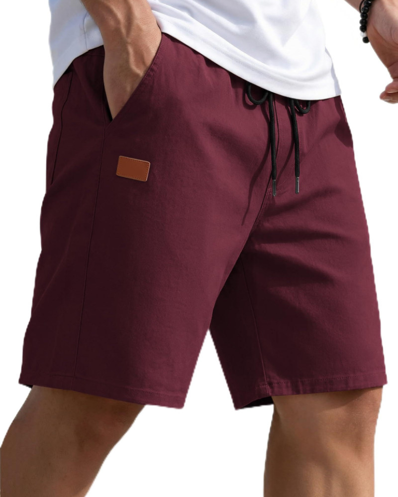 Lucas Men's Chino Shorts – 9-Inch Drawstring Shorts with Pockets for Summer Wear