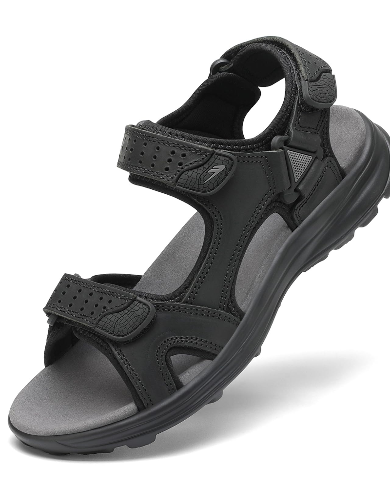 Carter Men's Hiking Sandals – Leather Outdoor Sandals with Adjustable Straps