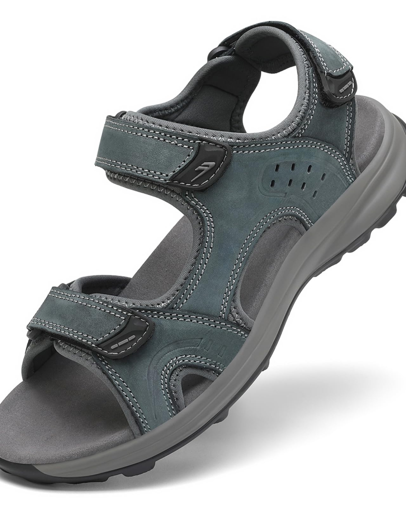 Carter Men's Hiking Sandals – Leather Outdoor Sandals with Adjustable Straps