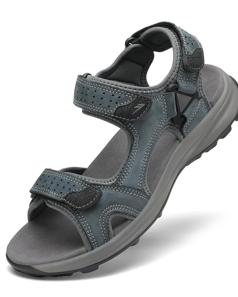 Carter Men's Hiking Sandals – Leather Outdoor Sandals with Adjustable Straps