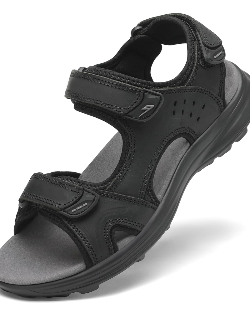 Carter Men's Hiking Sandals – Leather Outdoor Sandals with Adjustable Straps