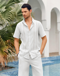 Ethan Men's Summer Set – Cuban Shirt & Shorts Linen Blend Casual Vacation Outfit