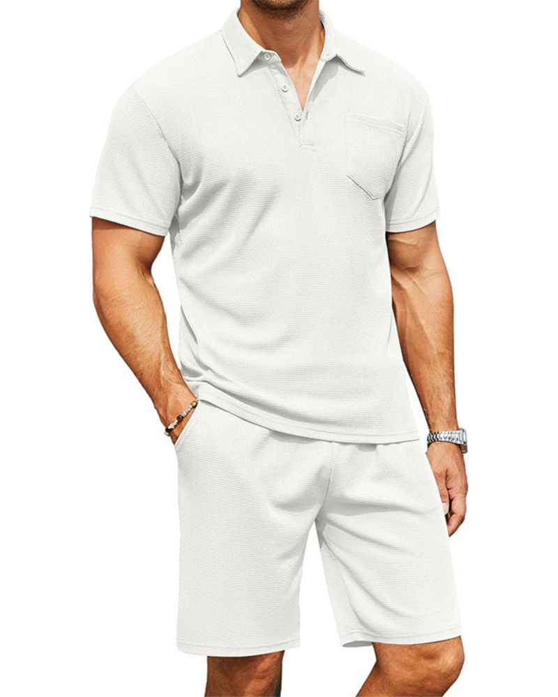 Nathan Men's Polo Set – Slim Fit Shirt & Shorts Casual Summer Outfit Lightweight