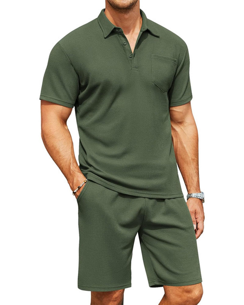 Nathan Men's Polo Set – Slim Fit Shirt & Shorts Casual Summer Outfit Lightweight