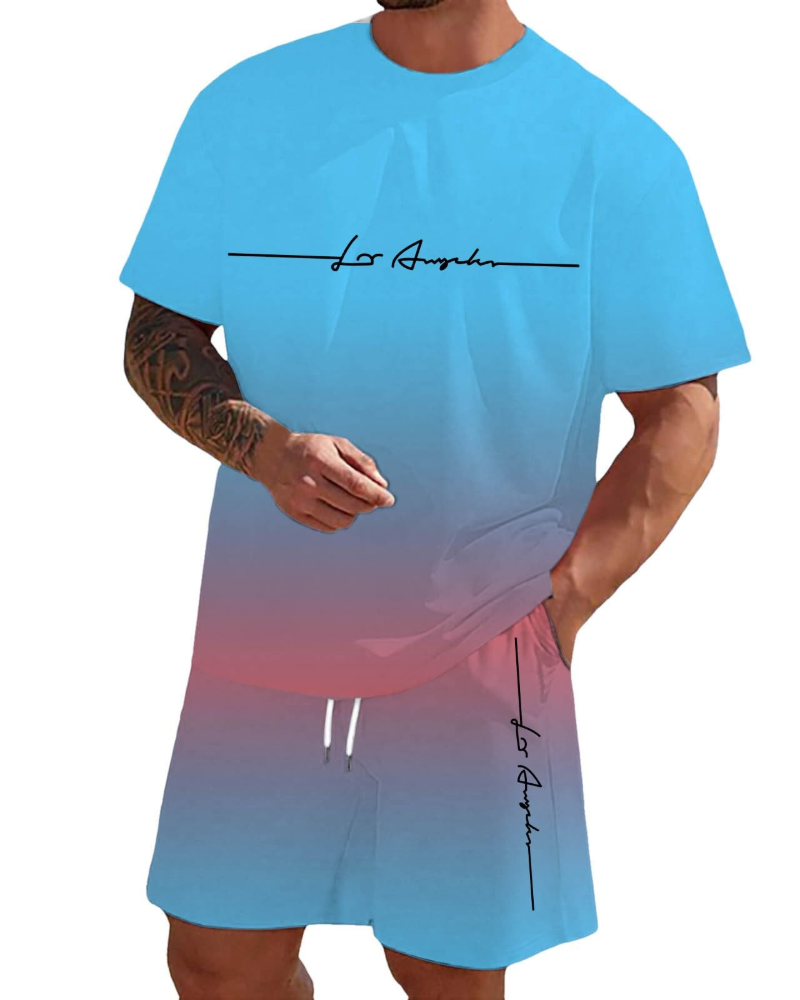 Derek Men's Lounge Set – T-Shirt & Shorts Casual Fit Lightweight Summer Outfit