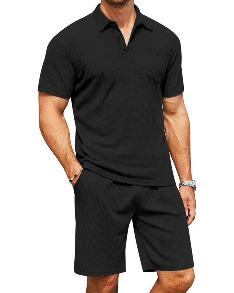 Nathan Men's Polo Set – Slim Fit Shirt & Shorts Casual Summer Outfit Lightweight