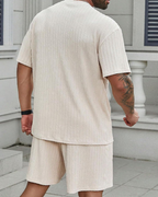 Calvin Men's Summer 2-Piece Set – T-Shirt & Shorts Elastic Waist Casual Sports Outfit