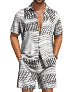 Mason Men's Hawaiian Set – Tropical Button Down Shirt and Drawstring Shorts