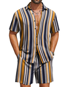 Mason Men's Hawaiian Set – Tropical Button Down Shirt and Drawstring Shorts