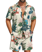 Mason Men's Hawaiian Set – Tropical Button Down Shirt and Drawstring Shorts