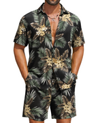 Mason Men's Hawaiian Set – Tropical Button Down Shirt and Drawstring Shorts