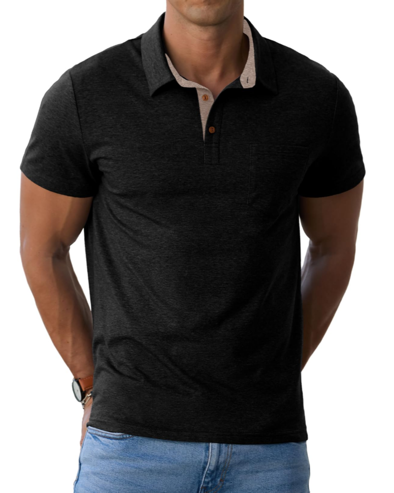 James Men's Cotton Polo Shirt – Short Sleeve Polo with Chest Pocket for Smart Casual Wear