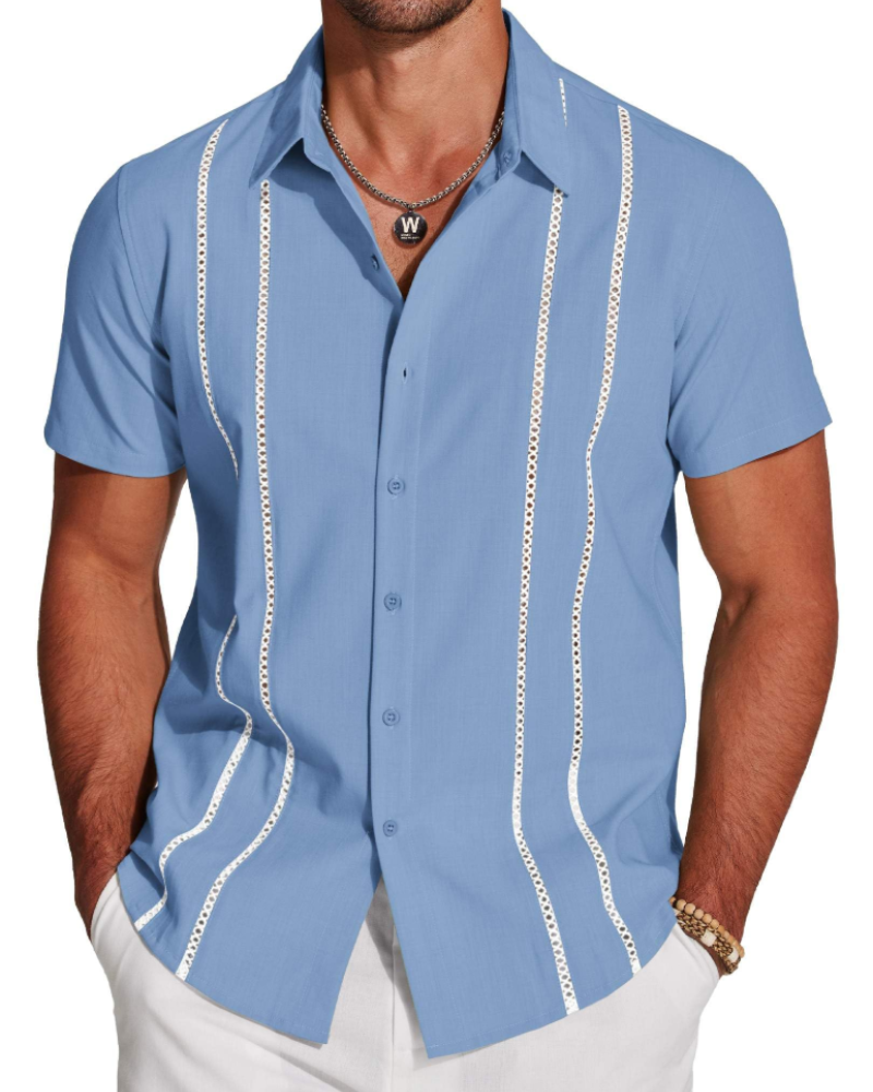 Marco Men's Cuban Guayabera Shirt – Embroidered Button Down Resort Shirt