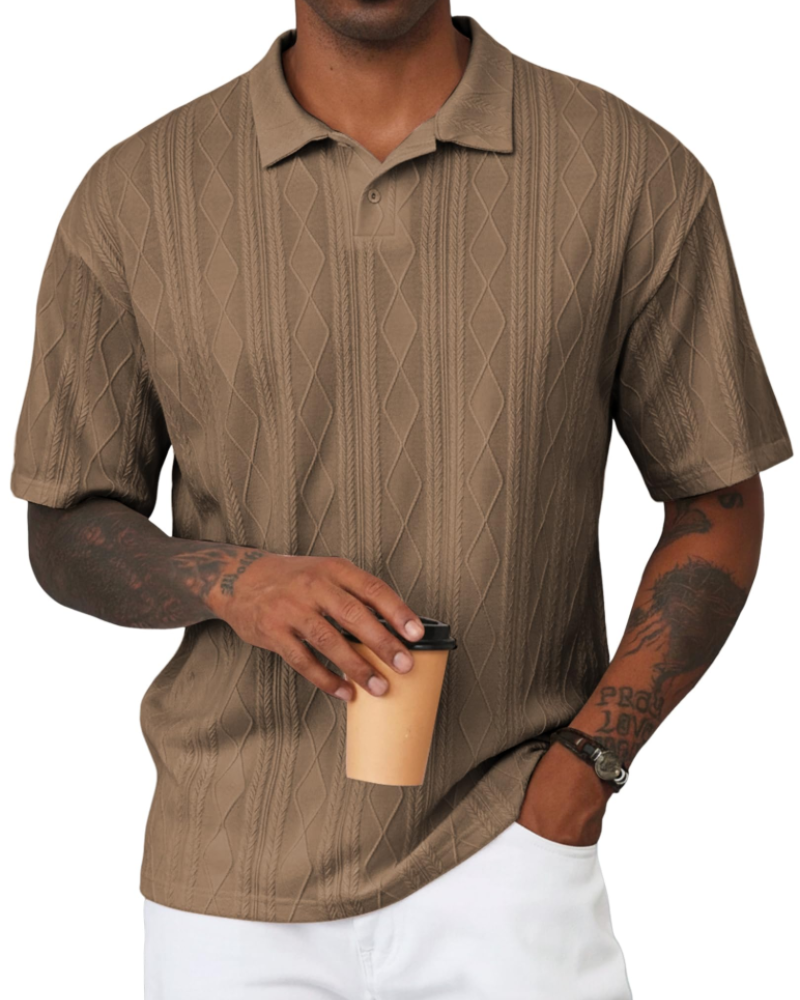 Henry Men's Knit Polo Shirt – Old Money Short Sleeve Polo for Golf and Vacation Wear