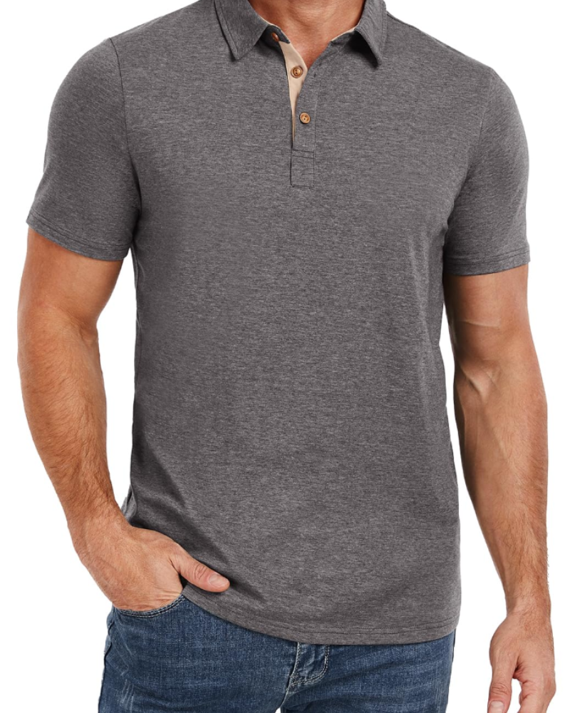 Ethan Men's Cotton Polo Shirt – Stretch Short Sleeve Polo for Work and Golf