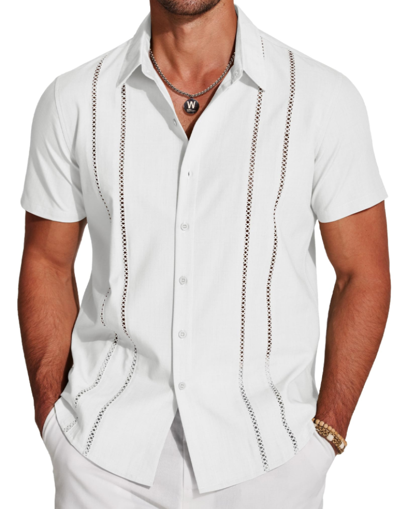 Marco Men's Cuban Guayabera Shirt – Embroidered Button Down Resort Shirt
