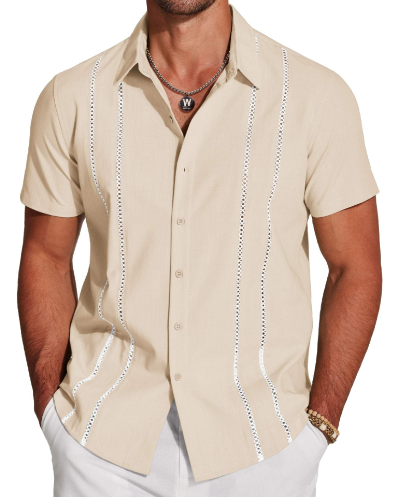 Marco Men's Cuban Guayabera Shirt – Embroidered Button Down Resort Shirt
