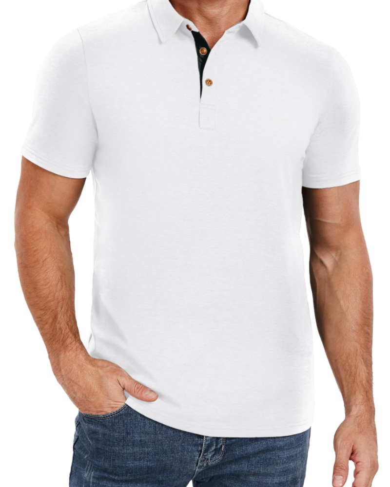 Ethan Men's Cotton Polo Shirt – Stretch Short Sleeve Polo for Work and Golf