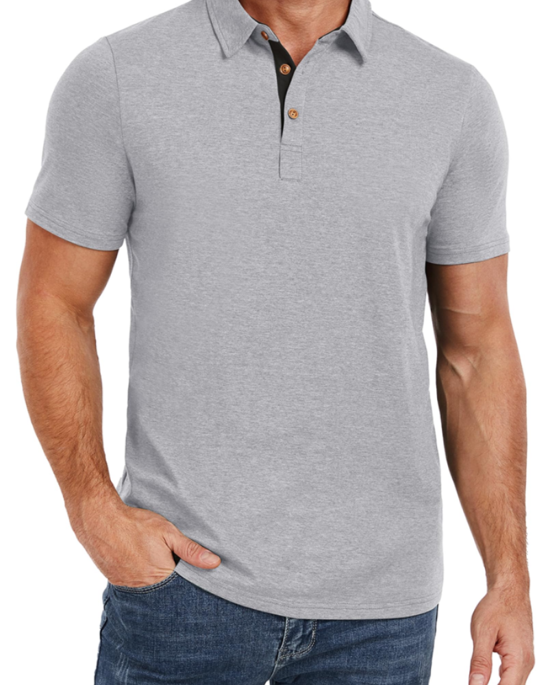 Ethan Men's Cotton Polo Shirt – Stretch Short Sleeve Polo for Work and Golf
