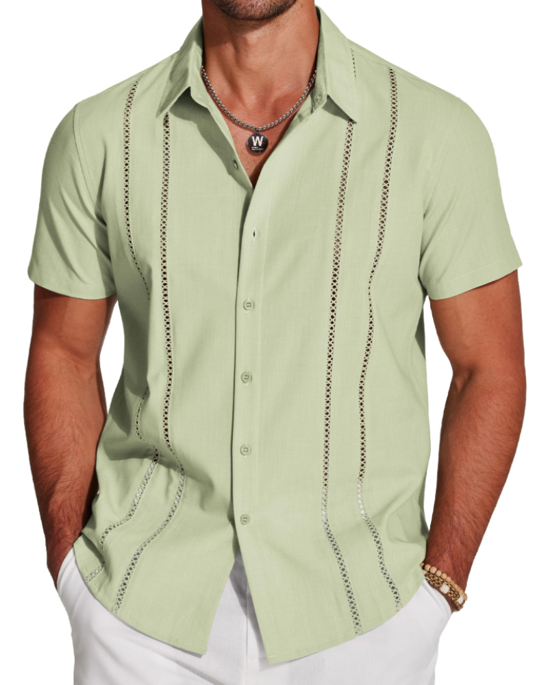 Marco Men's Cuban Guayabera Shirt – Embroidered Button Down Resort Shirt