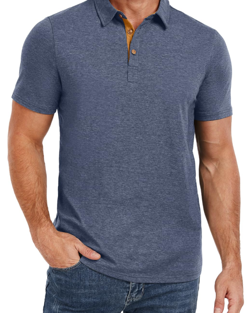 Ethan Men's Cotton Polo Shirt – Stretch Short Sleeve Polo for Work and Golf