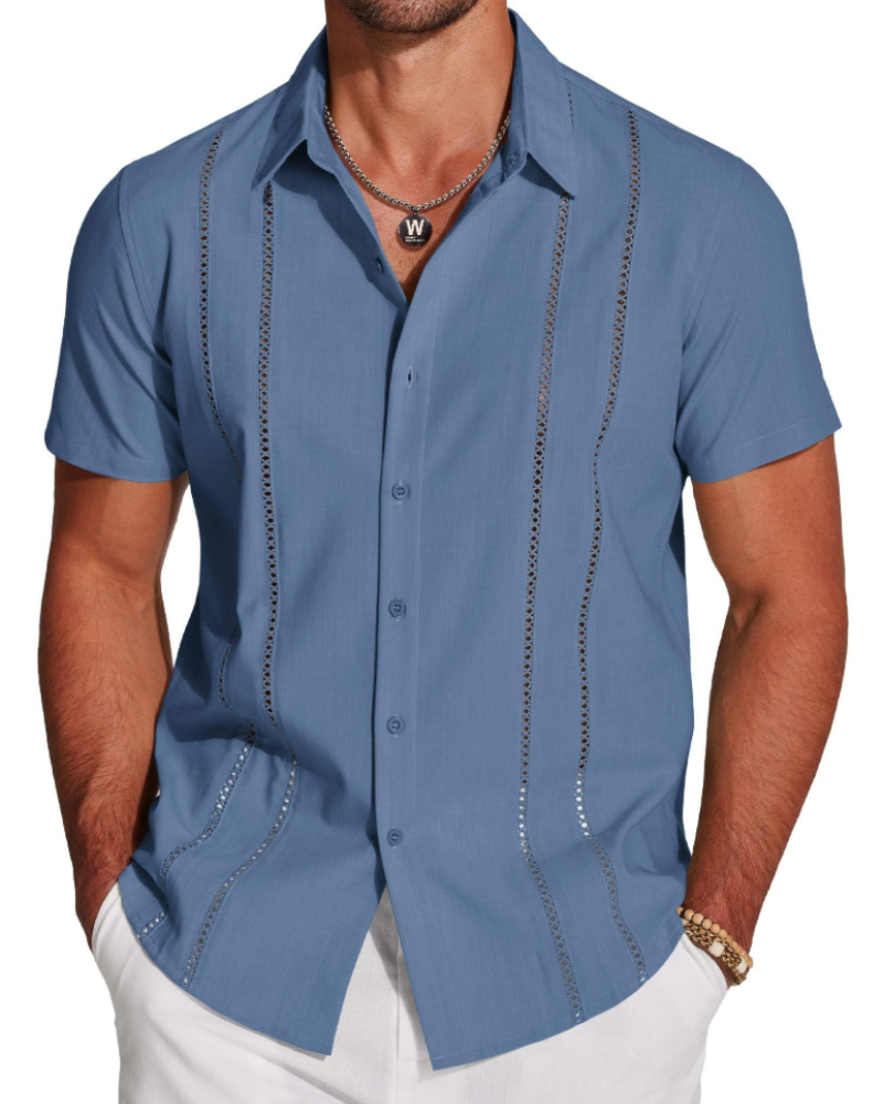 Marco Men's Cuban Guayabera Shirt – Embroidered Button Down Resort Shirt