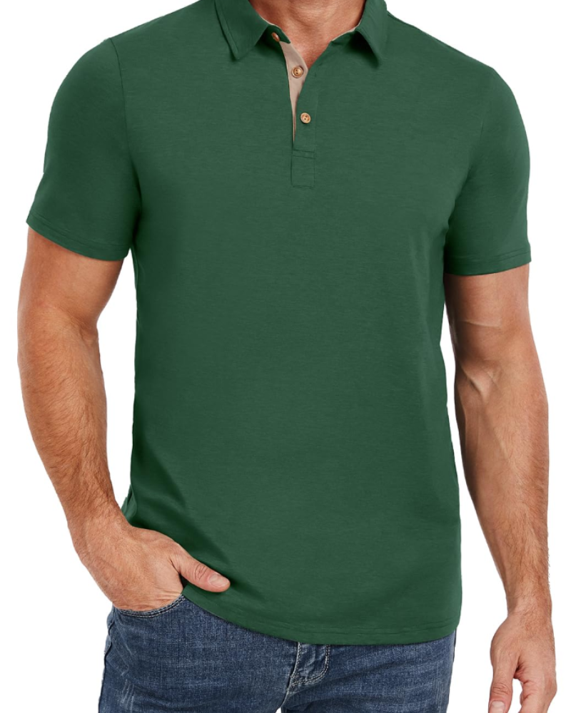 Ethan Men's Cotton Polo Shirt – Stretch Short Sleeve Polo for Work and Golf