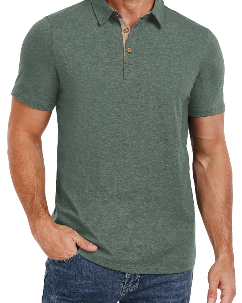 Ethan Men's Cotton Polo Shirt – Stretch Short Sleeve Polo for Work and Golf