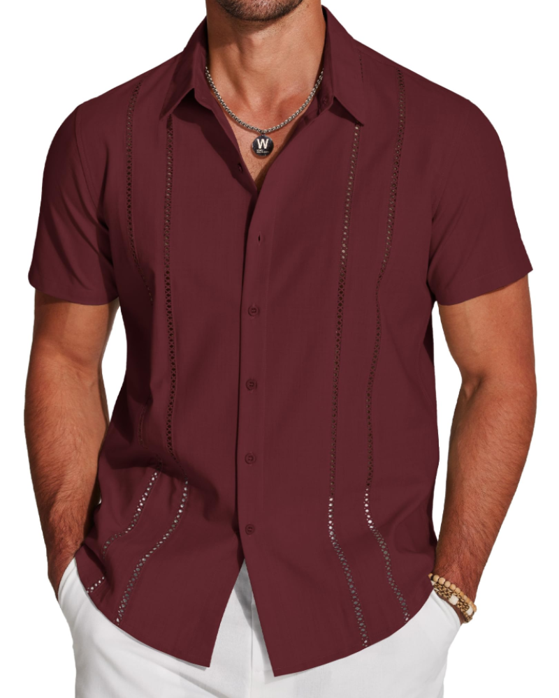 Marco Men's Cuban Guayabera Shirt – Embroidered Button Down Resort Shirt