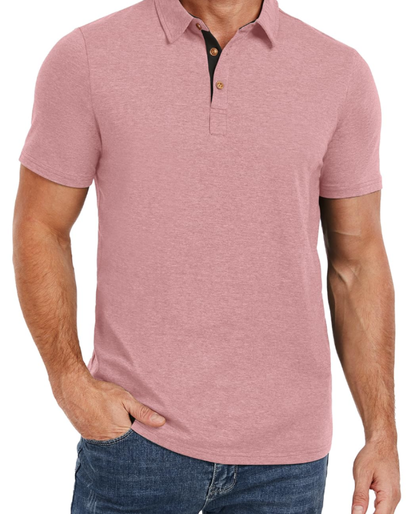Ethan Men's Cotton Polo Shirt – Stretch Short Sleeve Polo for Work and Golf