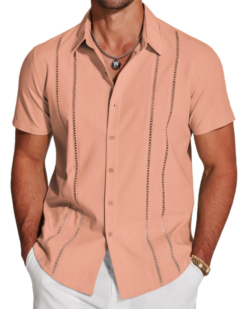 Marco Men's Cuban Guayabera Shirt – Embroidered Button Down Resort Shirt