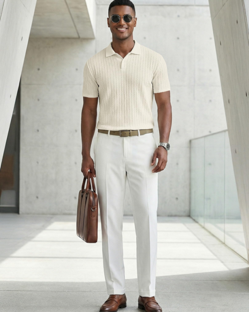 Oliver Men's Knit Polo Shirt – Old Money Short Sleeve Polo for Resort and Golf Wear